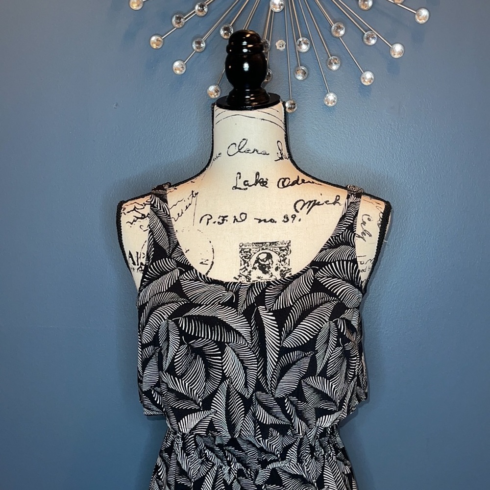 Merona Leaf Print Black & White Dress size XS